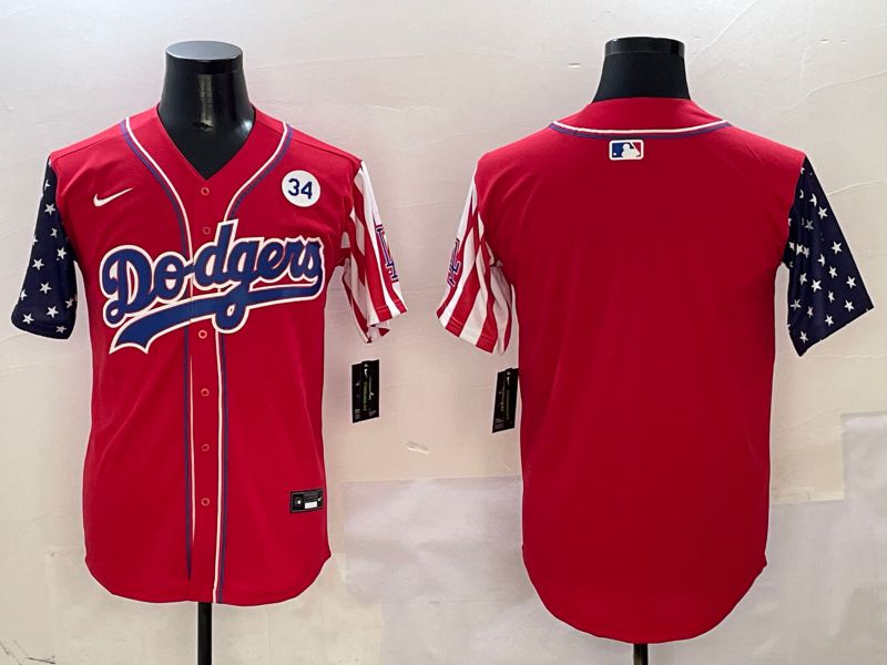 Men Los Angeles Dodgers Blank Red a generation of national flags Joint name 2025 Nike MLB Jersey style 6->youth mlb jersey->Youth Jersey